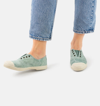 ZAPATILLA LONA INGLES SIN CORDONES AQUA.