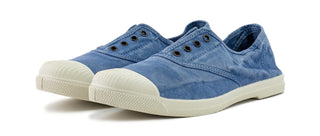 ZAPATILLA LONA INGLES SIN CORDONES CELESTE.