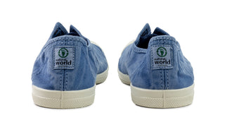 ZAPATILLA LONA INGLES SIN CORDONES CELESTE.