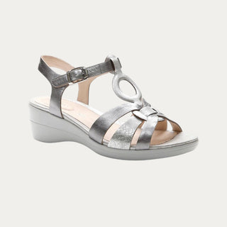 SANDALIAS DE CUÑA VANITY PLATA
