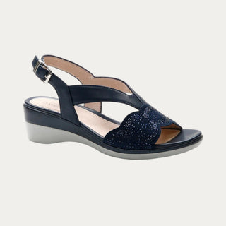 SANDALIAS DE CUÑA VANITY AZUL