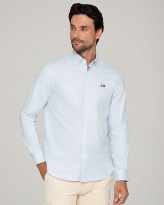 CAMISA GALLO CELESTE LOGO ROJO