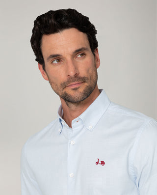 CAMISA GALLO CELESTE LOGO ROJO