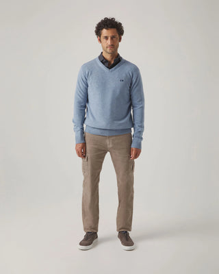 JERSEY V NECK WOOL AZUL