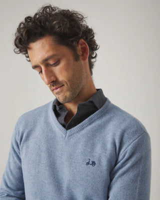 JERSEY V NECK WOOL AZUL