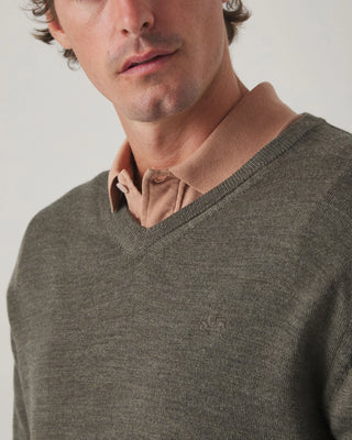 JERSEY V NECK WOOL KAHKI