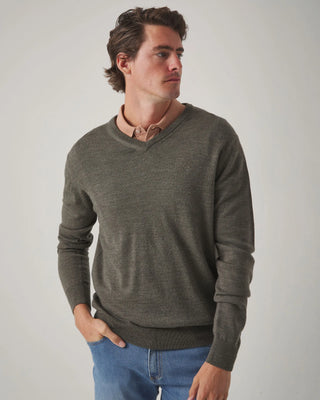 JERSEY V NECK WOOL KAHKI
