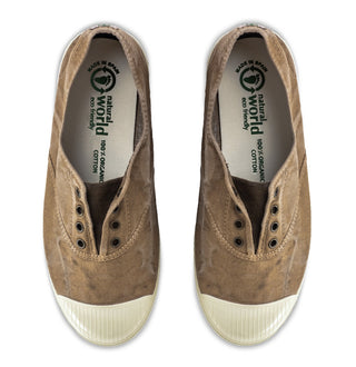ZAPATILLA LONA INGLES SIN CORDONES BEIGE.