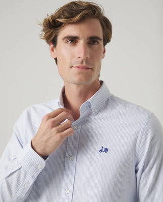 CAMISA OXFORD RAYAS CELESTE