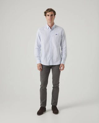 CAMISA OXFORD RAYAS CELESTE