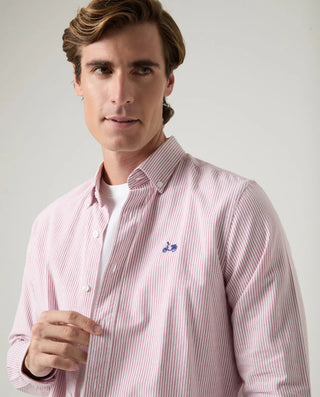 CAMISA OXFORD RAYAS BURDEOS