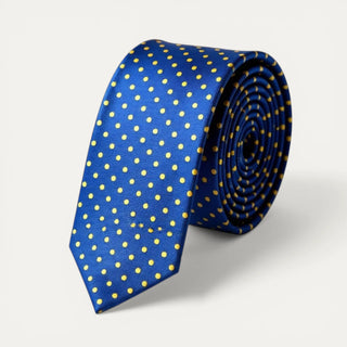 CORBATA AZUL PUNTOS AMARILLOS