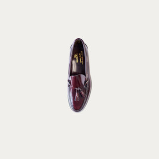 MOCASIN DE PIEL BORLAS BURDEOS.