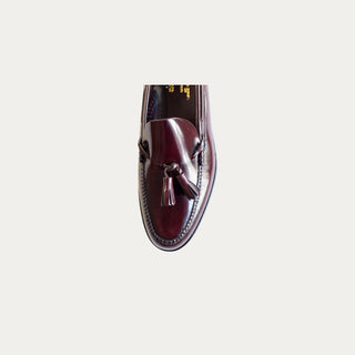 MOCASIN DE PIEL BORLAS BURDEOS.