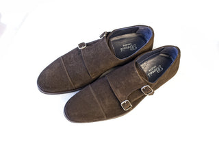 ZAPATO DOBLE HEBILLA ANTE MARRÓN