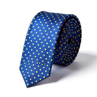 CORBATA AZUL PUNTOS AMARILLOS