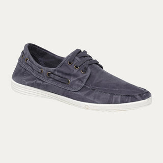 Beviá Náutico Elbrus marino de lona de algodón orgánico con cordones y suela de caucho. Ideal para verano.