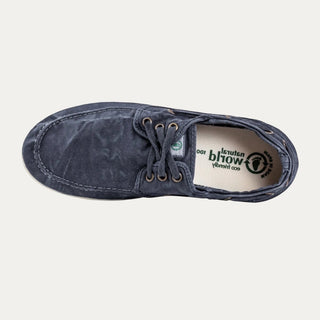 Náutico Beviá Elbrus marino de lona de algodón orgánico con cordones y suela de caucho natural. Diseño casual.