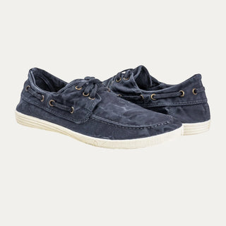 Beviá Náutico Elbrus marino de lona de algodón orgánico con cordones y suela de caucho. Diseño casual.