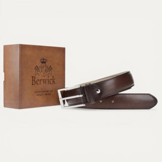 Cinturón Berwick moka de piel para hombre