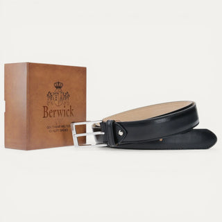 Cinturón Box Calf negro para hombre
