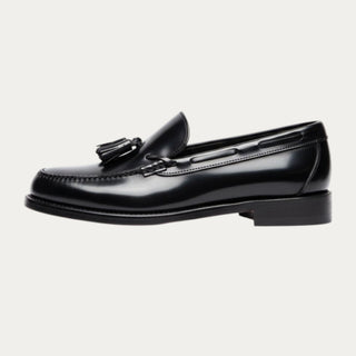MOCASIN DE PIEL BORLAS NEGRO